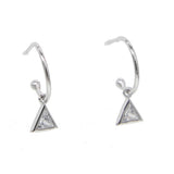 925 Silver Geometric Earrings Triangle CZ Drop Charm Minimal Jewelry