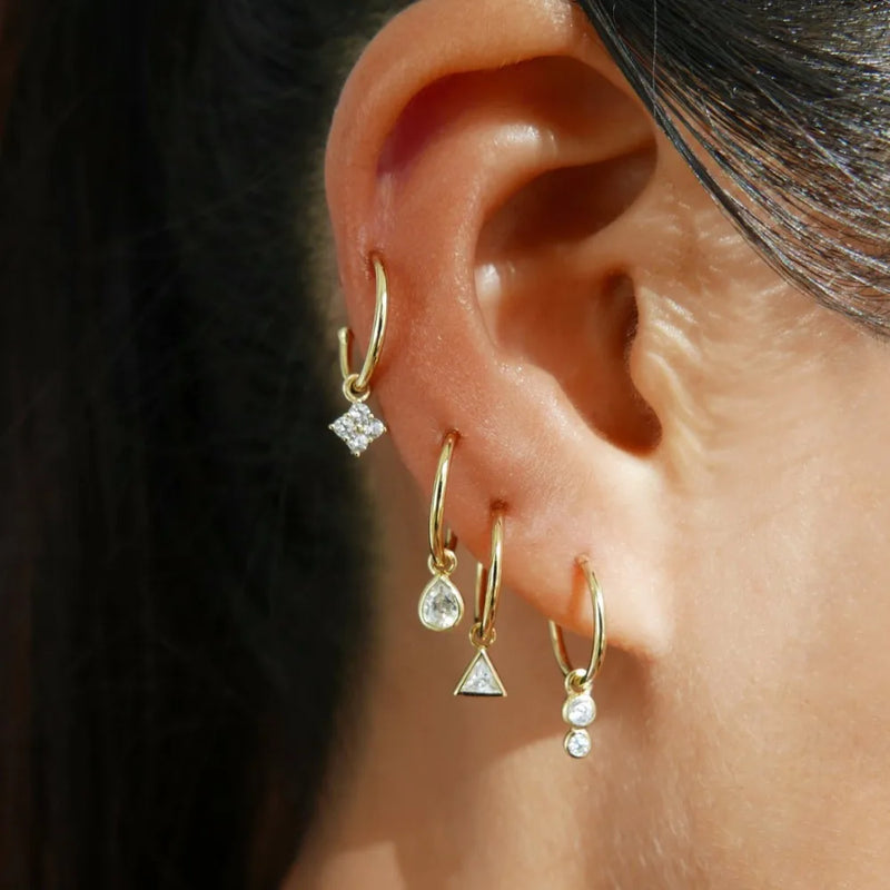 925 Silver Geometric Earrings Triangle CZ Drop Charm Minimal Jewelry