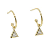 925 Silver Geometric Earrings Triangle CZ Drop Charm Minimal Jewelry