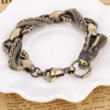 Vintage Fire Dragon Pattern Beads Bracelet Men