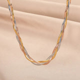 Tricolor Snake Chain Necklace For Women Flat Snake Chains Twist Choker