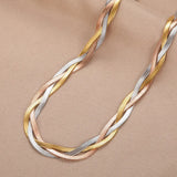 Tricolor Snake Chain Necklace For Women Flat Snake Chains Twist Choker