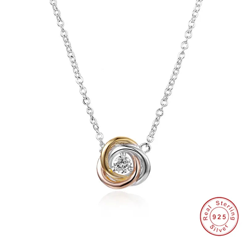 Tricolor Gold Rose Gold Cross Pendant 1ct Sona Zircon 925 Sterling Silver