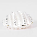 Jeweled Sea Shell Trinket Box Collectible Painted Enameled Decorative Container