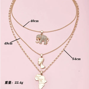 Nefertiti Elephant African Map Necklace for Women Mom