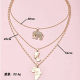Nefertiti Elephant African Map Necklace for Women Mom