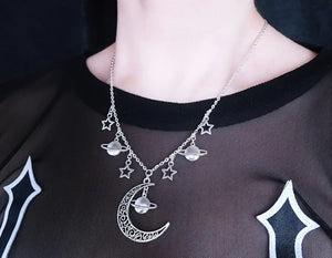 Triple Moon Necklace wiccan jewelry pentagram pagan necklace