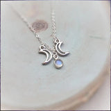 Triple Moon Necklace wiccan jewelry pentagram pagan necklace