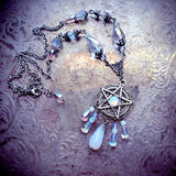 Triple Moon Necklace wiccan jewelry pentagram pagan necklace