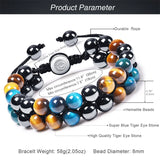 Triple Protection Hematite Agate Tigers Eye Stone Bracelet