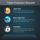 Triple Protection Hematite Agate Tigers Eye Stone Bracelet