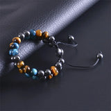 Triple Protection Hematite Agate Tigers Eye Stone Bracelet