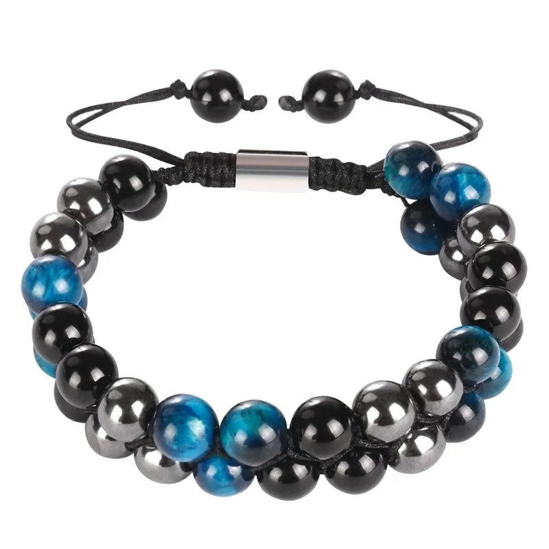 Triple Protection Bracelet Agate Hematite Tiger Eye Bracelet for Men