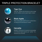 Triple Protection Bracelet Agate Hematite Tiger Eye Bracelet for Men