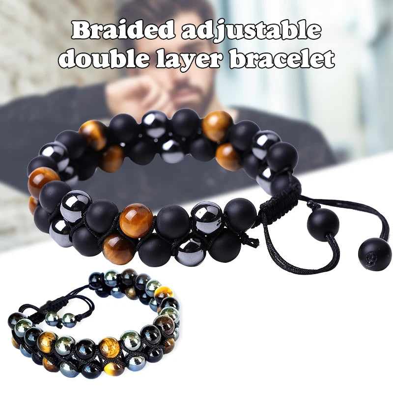 Triple Protection Bracelet Double Layer Beaded Hand Chain for Women Men