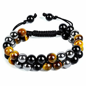 Agate Tigers Eye Hematite Triple Protection Bracelet 8mm Beads