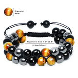 Agate Tigers Eye Hematite Triple Protection Bracelet 8mm Beads