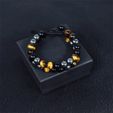 Agate Tigers Eye Hematite Triple Protection Bracelet 8mm Beads
