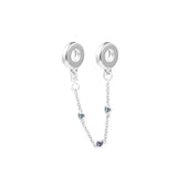 Triple Sapphire Safety Chain Bastet Charm 925 Silver