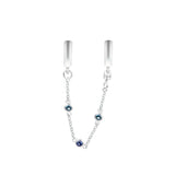 Triple Sapphire Safety Chain Bastet Charm 925 Silver
