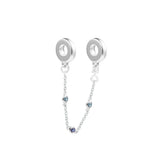 Triple Sapphire Safety Chain Bastet Charm 925 Silver
