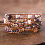 Opal Butterfly Bracelets Stainless Steel Beaded Chain Leather Bangles