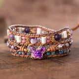 Opal Butterfly Bracelets Stainless Steel Beaded Chain Leather Bangles