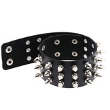 Triple Row Rivet Spike Leather Collar Choker Necklace