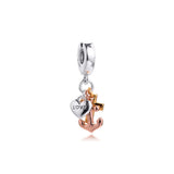 Sterling Silver Triple-tone Cross Heart Anchor Dangle Charms Pendant