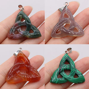 Triquetra Symbol Agate Stone Pendants DIY Jewelry Making