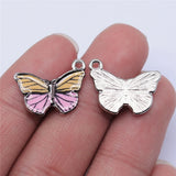 20pcs Rhodium Enamel Butterfly Charms 19x15mm Jewelry Making DIY Findings