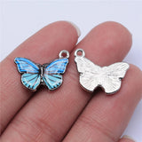 20pcs Rhodium Enamel Butterfly Charms 19x15mm Jewelry Making DIY Findings