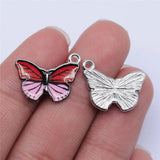 20pcs Rhodium Enamel Butterfly Charms 19x15mm Jewelry Making DIY Findings