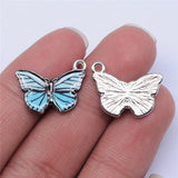 20pcs Rhodium Enamel Butterfly Charms 19x15mm Jewelry Making DIY Findings