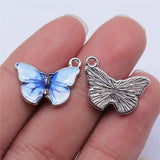 20pcs Rhodium Enamel Butterfly Charms 19x15mm Jewelry Making DIY Findings