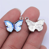 20pcs Rhodium Enamel Butterfly Charms 19x15mm Jewelry Making DIY Findings