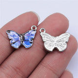 20pcs Rhodium Enamel Butterfly Charms 19x15mm Jewelry Making DIY Findings