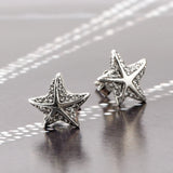 925 Sterling Silver Starfish Earrings with CZ