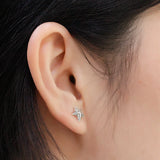 925 Sterling Silver Starfish Earrings with CZ