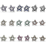 Tropical Starfish Earrings 925 Sterling Silver Multi-color CZ Stud Earrings