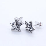 Tropical Starfish Stud Earrings Clear Crystals Sterling Silver Jewelry