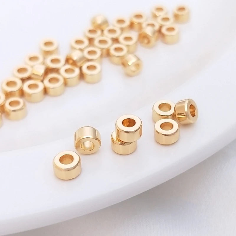 14K Plated Copper 4MM Golden Spacer Beads DIY Jewelry Making Accessories