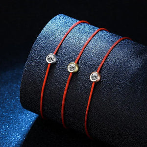 Adjustable 925 Silver Red String Mossant Bracelet