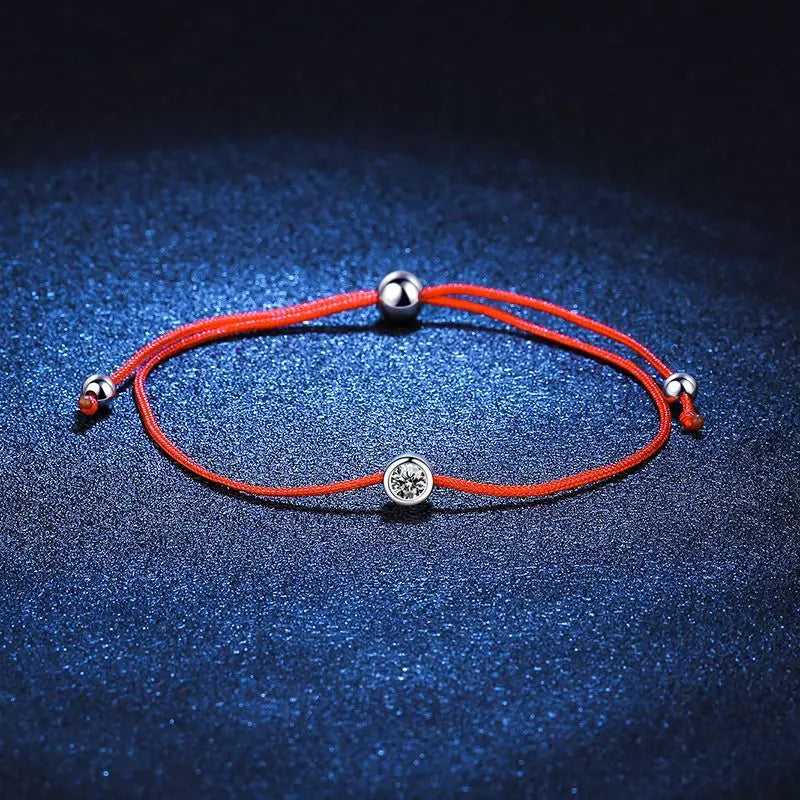 Adjustable 925 Silver Red String Mossant Bracelet