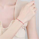 Adjustable 925 Silver Red String Mossant Bracelet