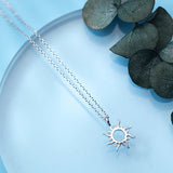 925 Silver Sun Pendant Necklace for Women Clavicle Chain Birthday Gift