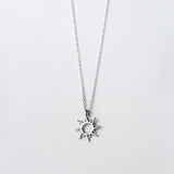 925 Silver Sun Pendant Necklace for Women Clavicle Chain Birthday Gift