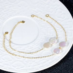 Natural Baroque Pearl Bracelet 925 Silver Two Strong Light Button Pearl Jewelry