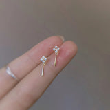 Silver Geometric Earrings 18K Zircon Studs Women's Jewelry