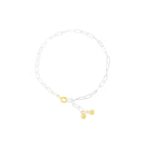 Sterling Silver Geometric Two-color Round Bead Bracelet
